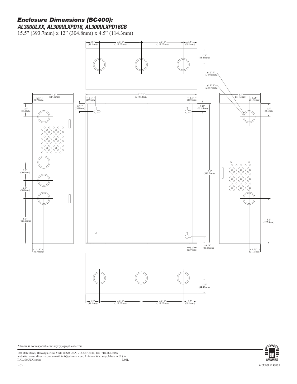 Altronix AL300ULXR Installation Instructions User Manual | Page 8 / 8