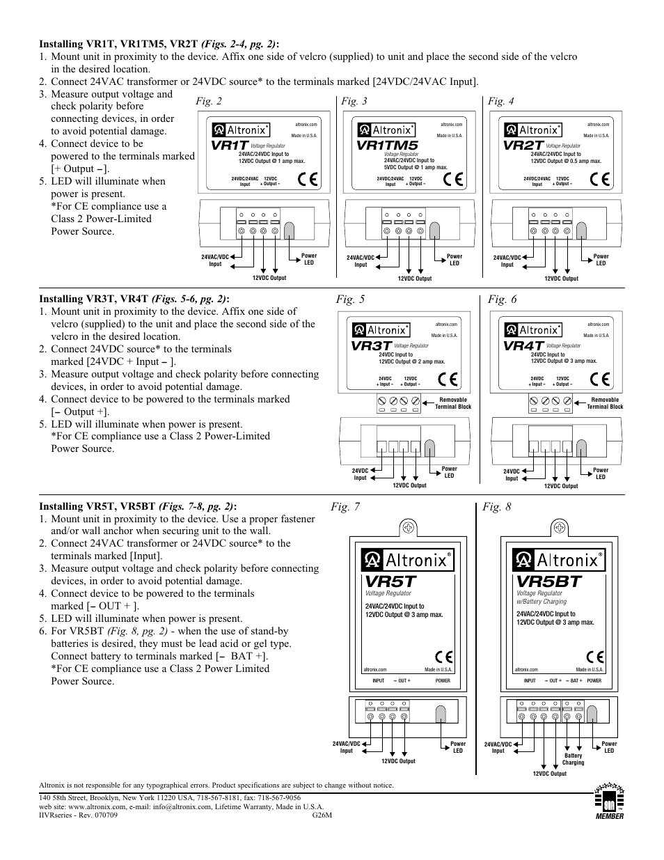 Vr5t, Vr5bt, Vr3t | Vr4t, Vr1t, Vr1tm5, Vr2t, Fig. 5, Fig. 6, Fig. 7 | Altronix VR5T Installation Instructions User Manual | Page 2 / 2