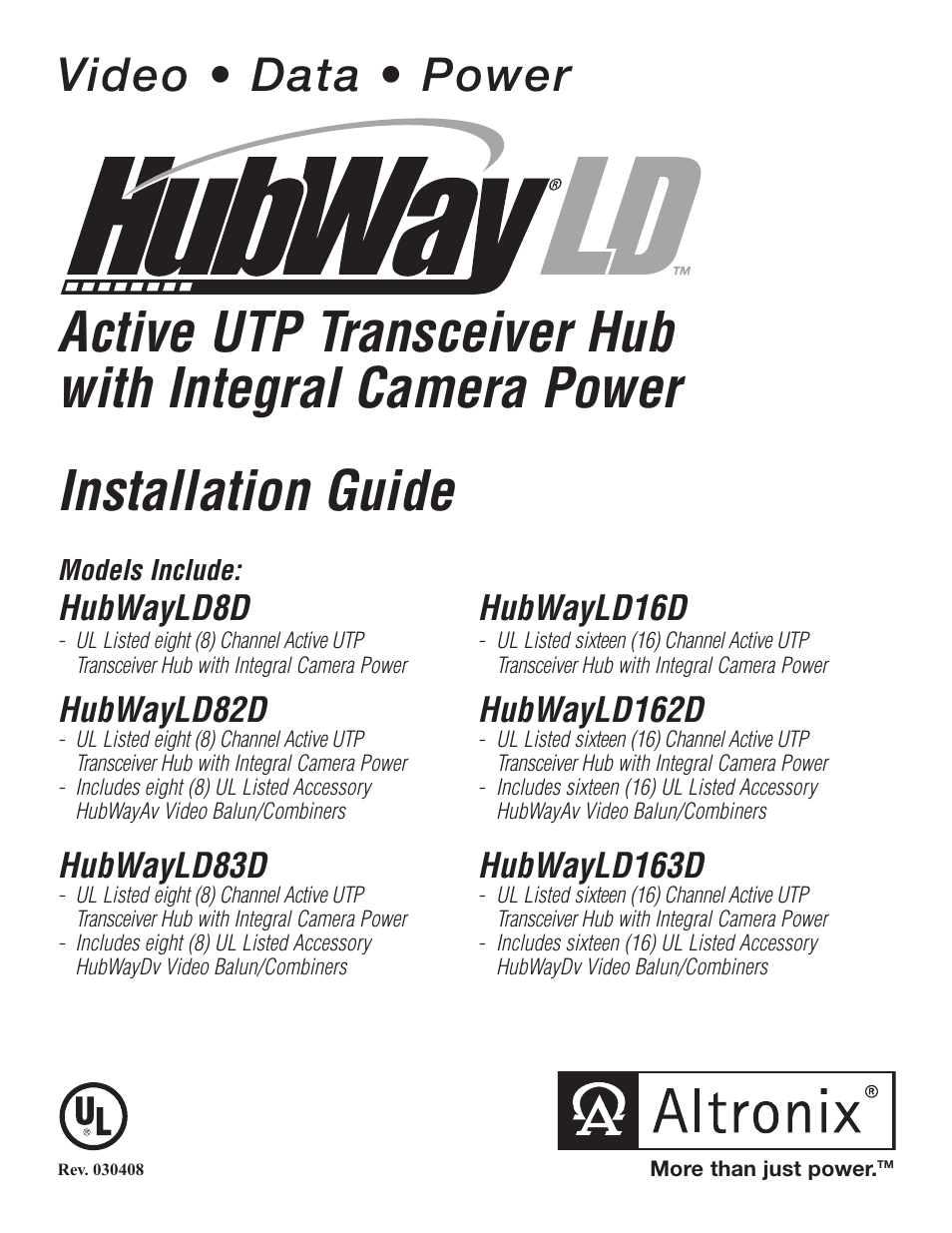 Altronix HubWay LD8D Installation Instructions User Manual | 8 pages