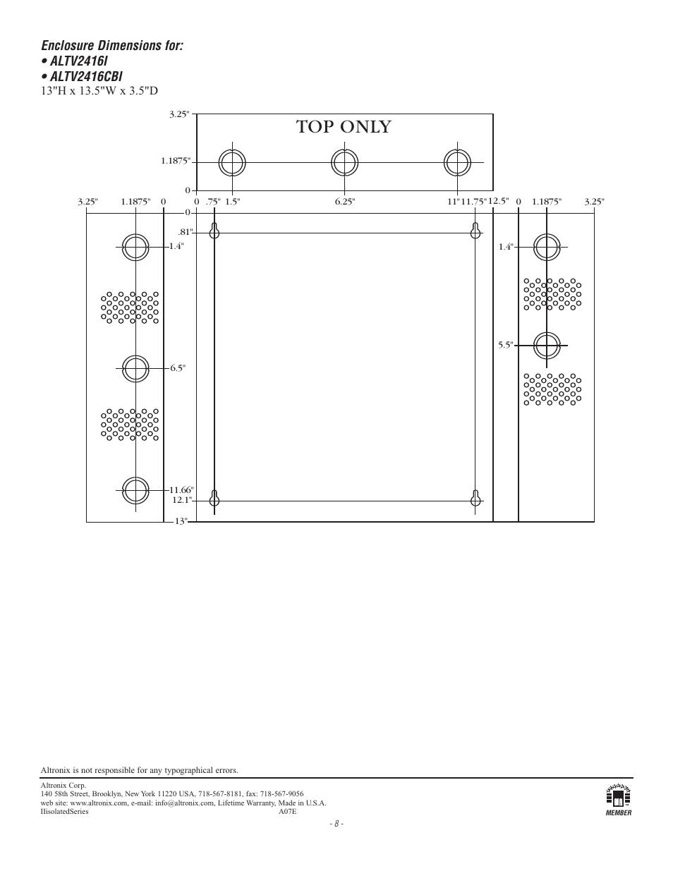 Top only | Altronix ALTV248ULMI3 Installation Instructions User Manual | Page 8 / 8