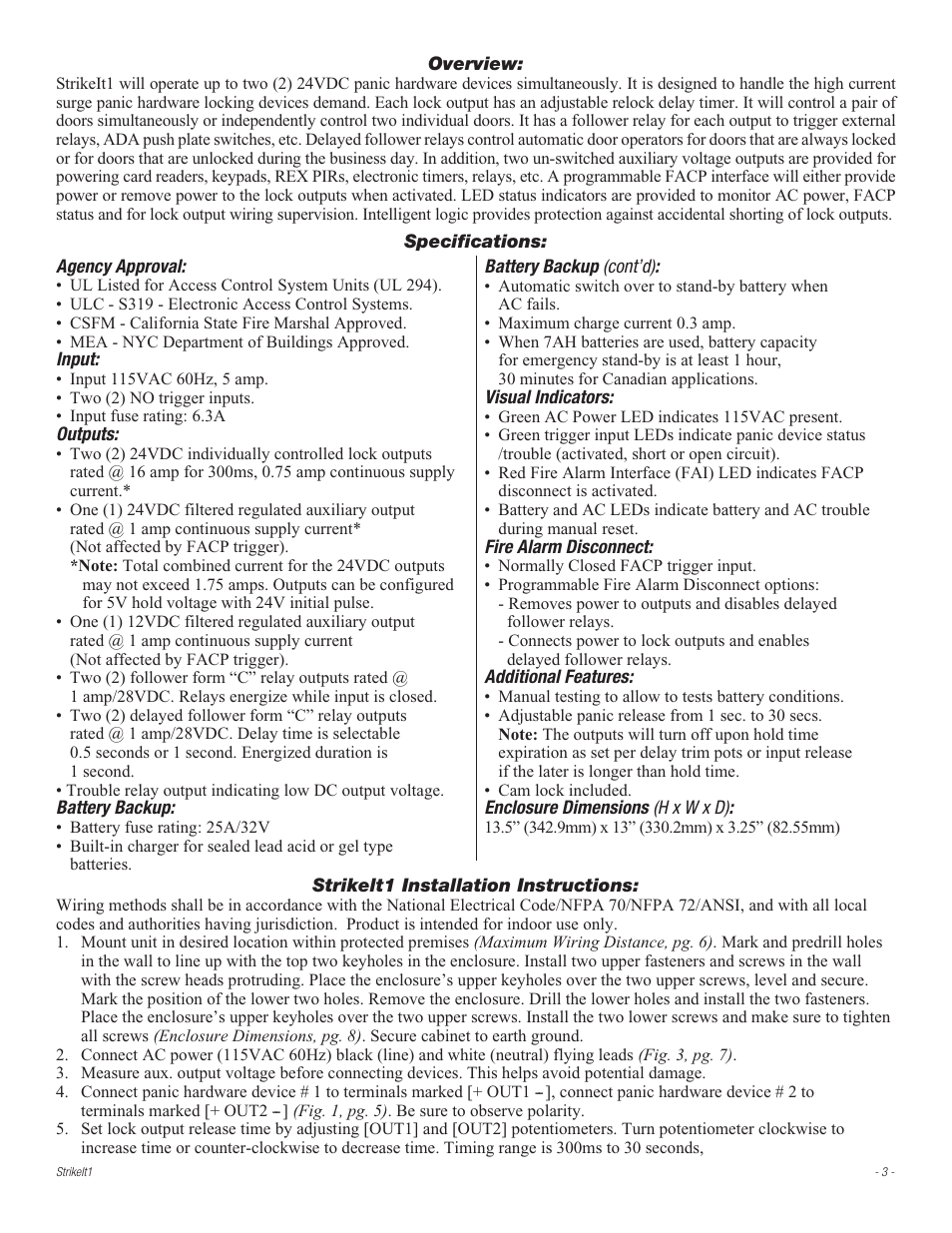 Altronix StrikeIt1 Installation Instructions User Manual | Page 3 / 8