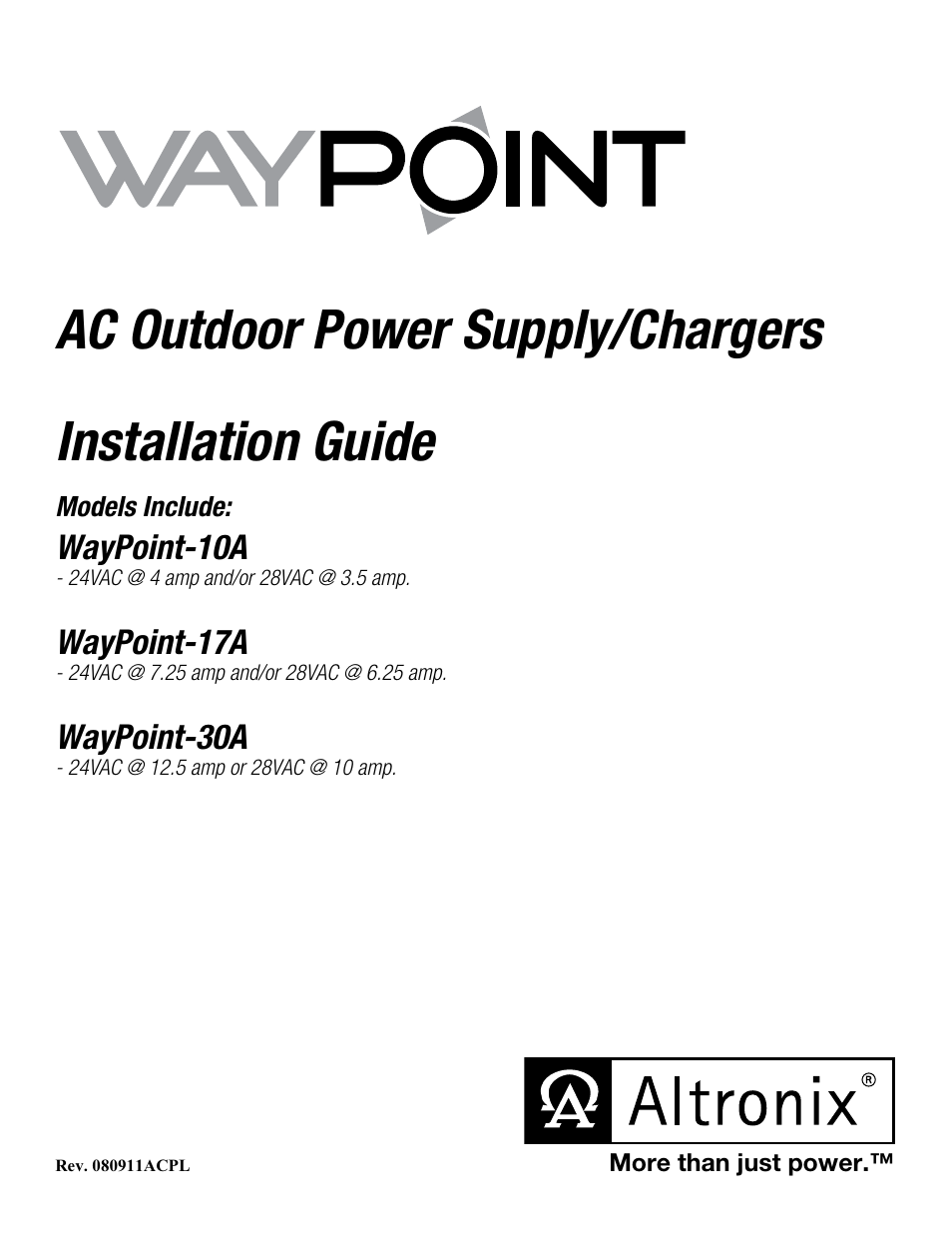 Altronix WayPoint-30A Installation Instructions User Manual | 8 pages