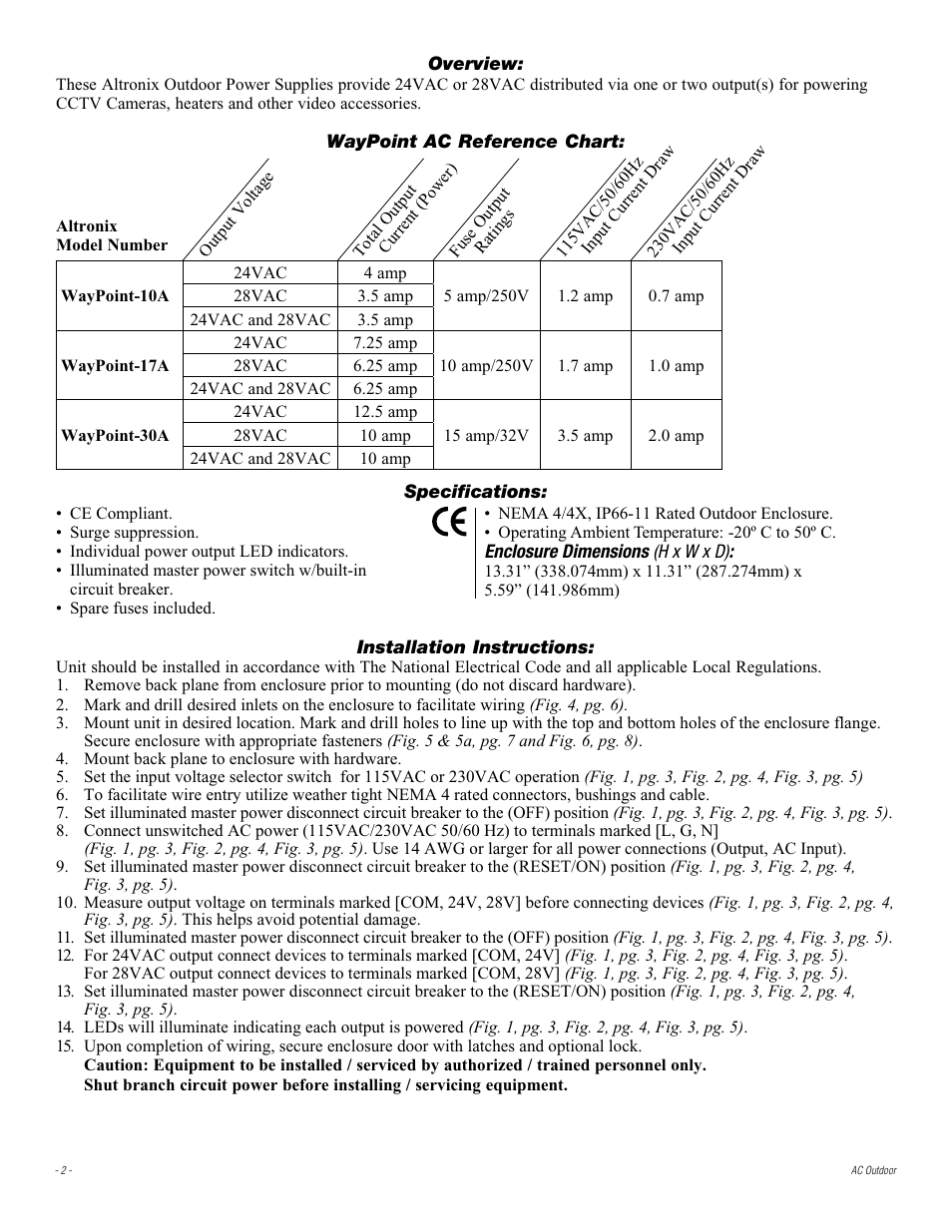 Altronix WayPoint-30A Installation Instructions User Manual | Page 2 / 8