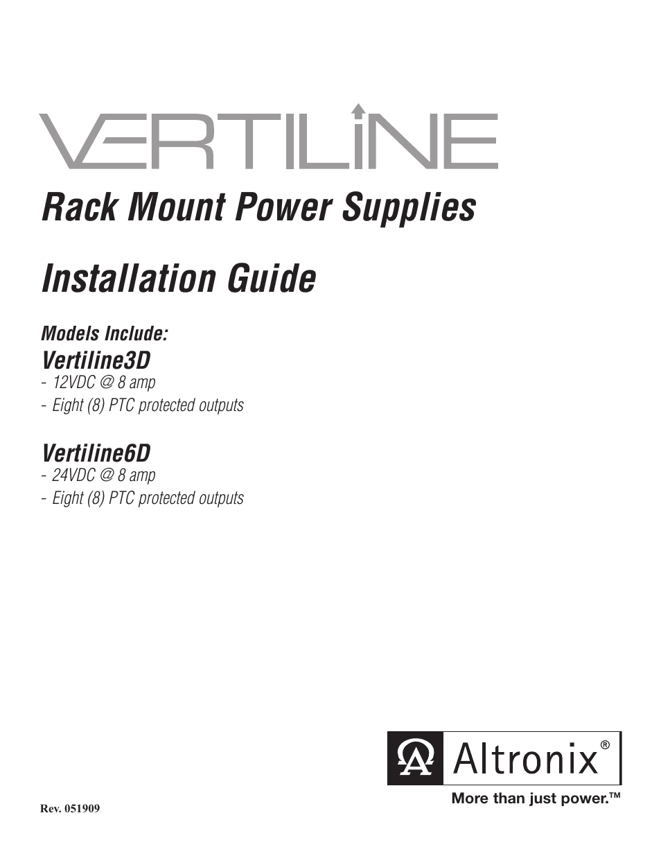 Altronix VertiLine6D Installation Instructions User Manual | 8 pages