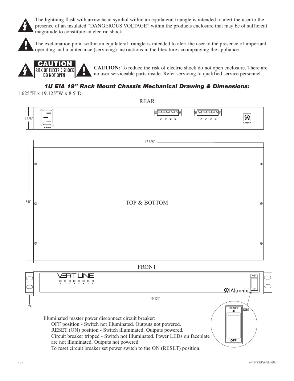 Top & bottom rear front | Altronix VertiLine6D Installation Instructions User Manual | Page 6 / 8