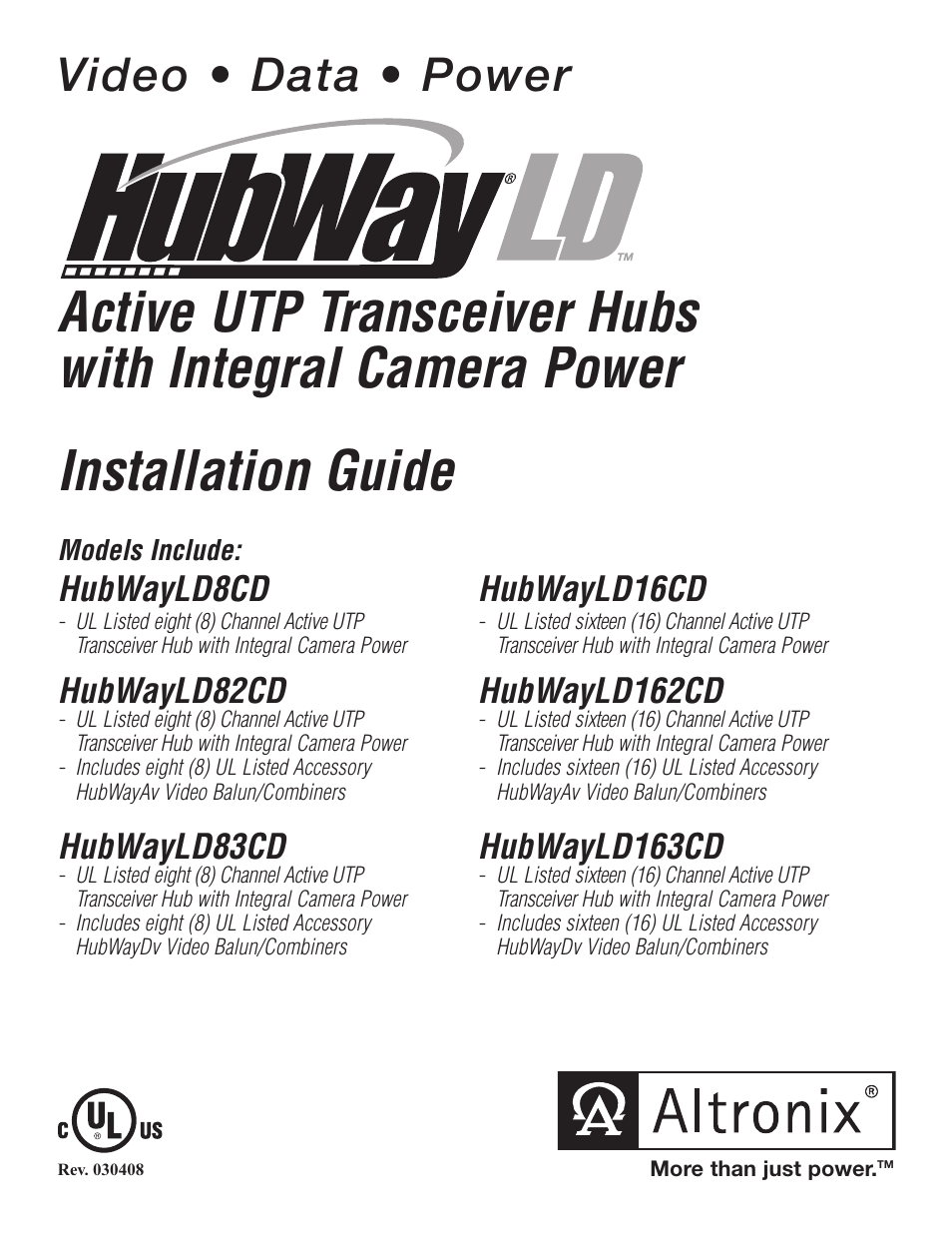 Altronix HubWay LD8CD Installation Instructions User Manual | 8 pages