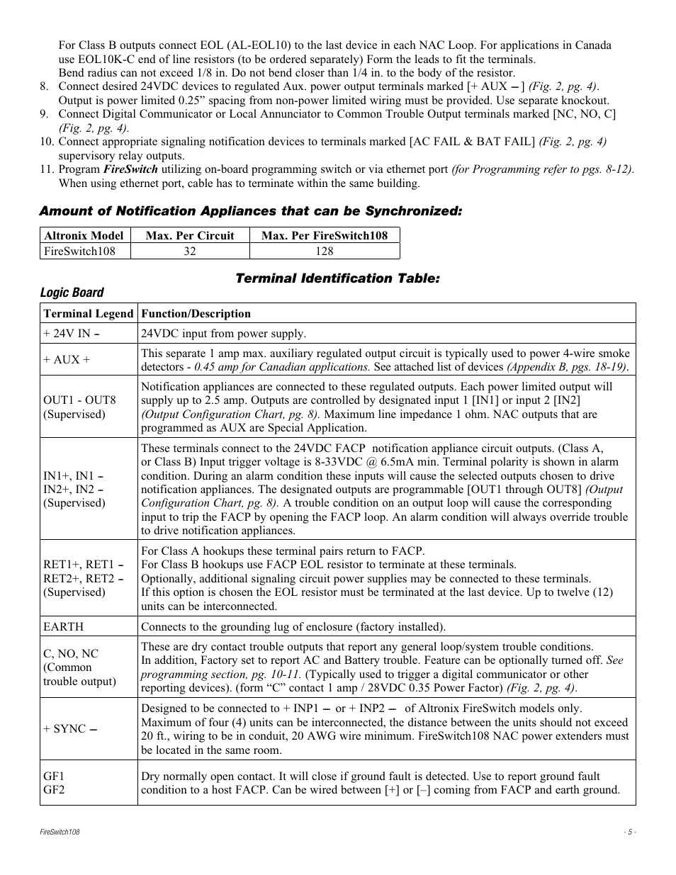 Altronix FireSwitch108 Installation Instructions User Manual | Page 5 / 20