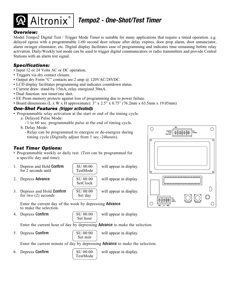 Altronix Tempo2 Installation Instructions User Manual | 4 pages