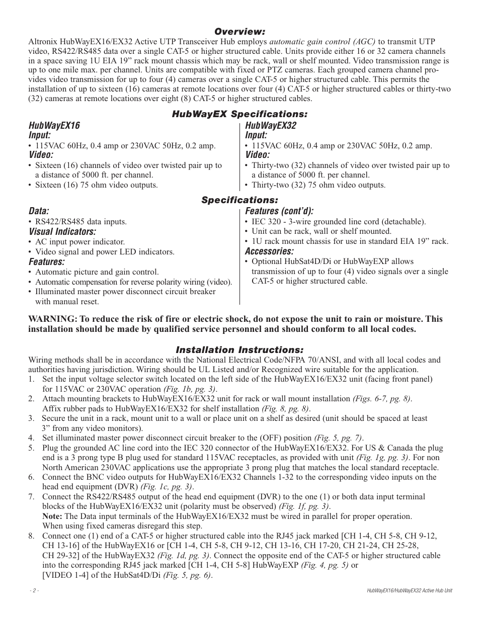 Altronix HubWay EX32 Installation Instructions User Manual | Page 2 / 8