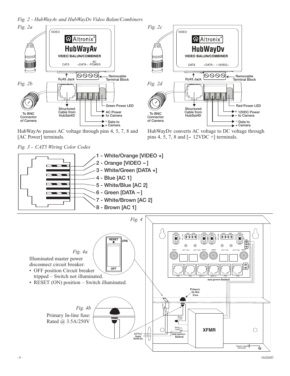 Hubwayav, Hubwaydv, Xfmr | Altronix HubSat 4D Installation Instructions User Manual | Page 6 / 8