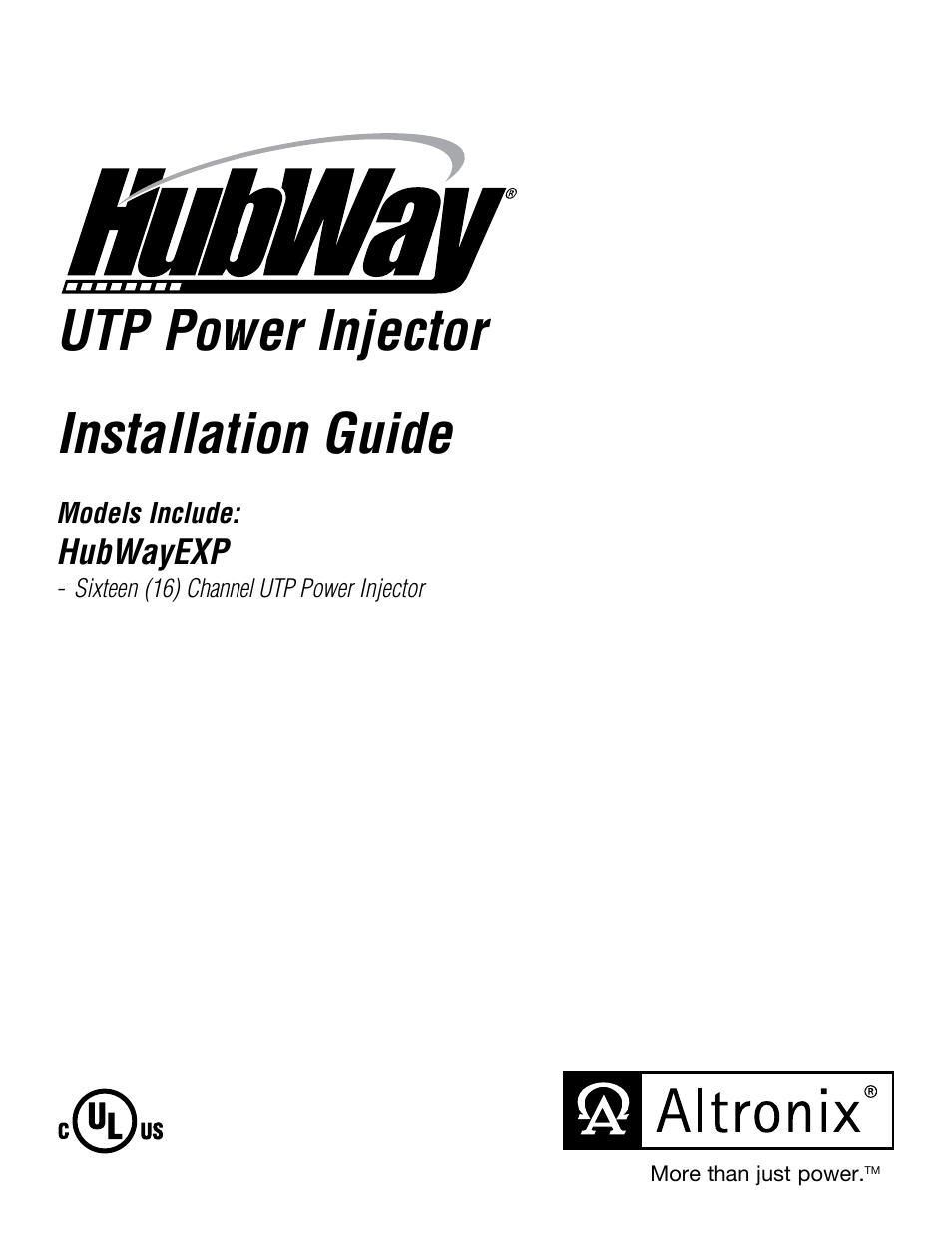 Altronix HubWay EXP UTP Power Injector Installation Instructions User Manual | 8 pages