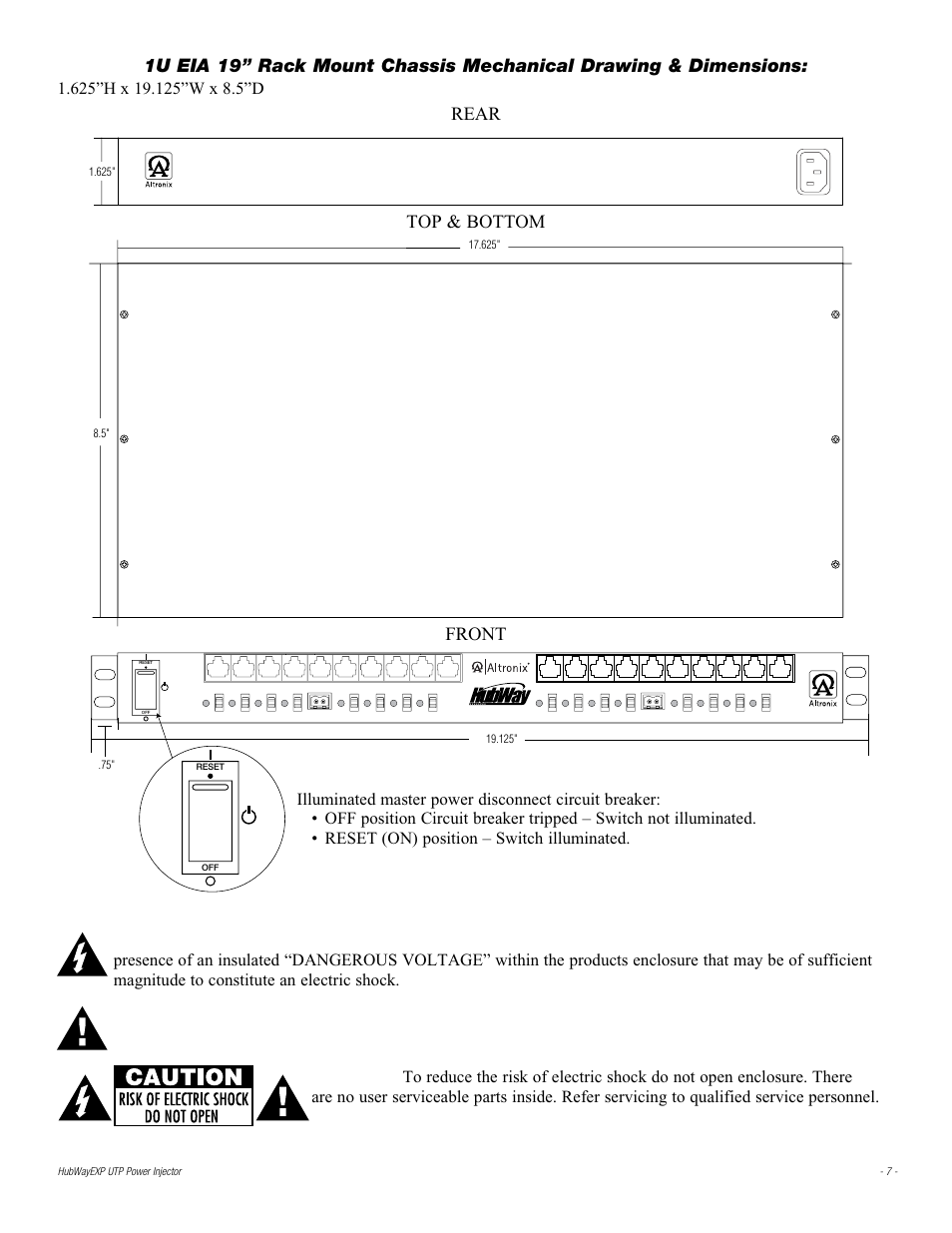 Top & bottom rear front | Altronix HubWay EXP UTP Power Injector Installation Instructions User Manual | Page 7 / 8