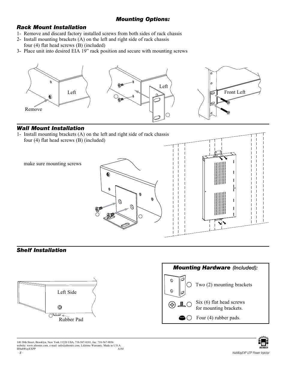 Altronix HubWay EXP UTP Power Injector Installation Instructions User Manual | Page 8 / 8