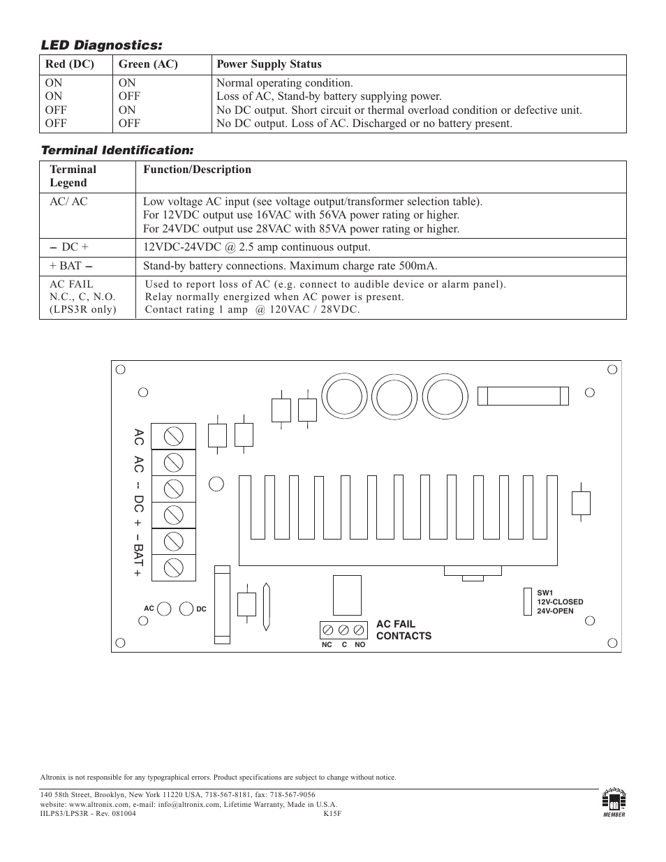 Altronix LPS3R Installation Instructions User Manual | Page 2 / 2