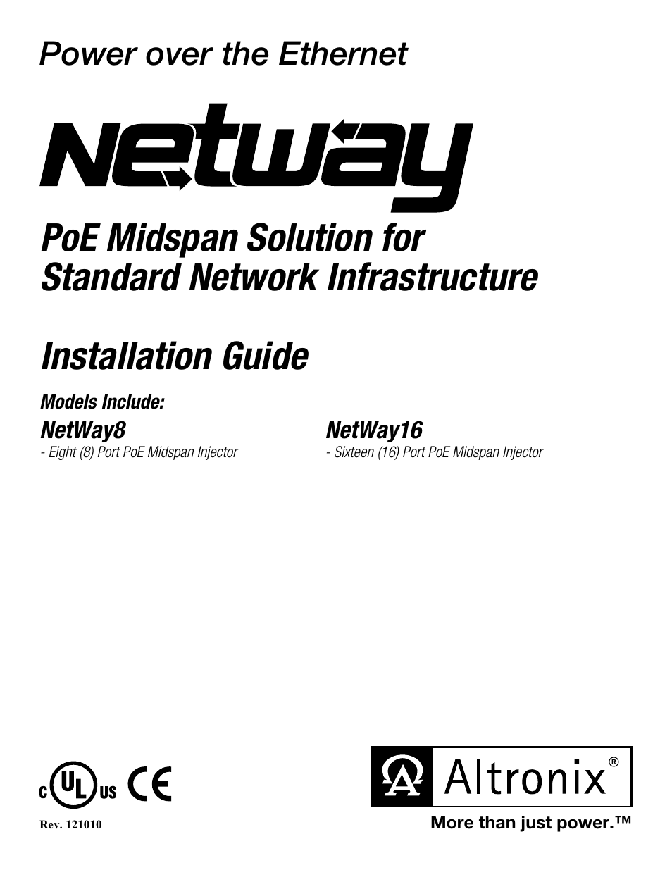 Altronix NetWay8 Installation Instructions User Manual | 8 pages