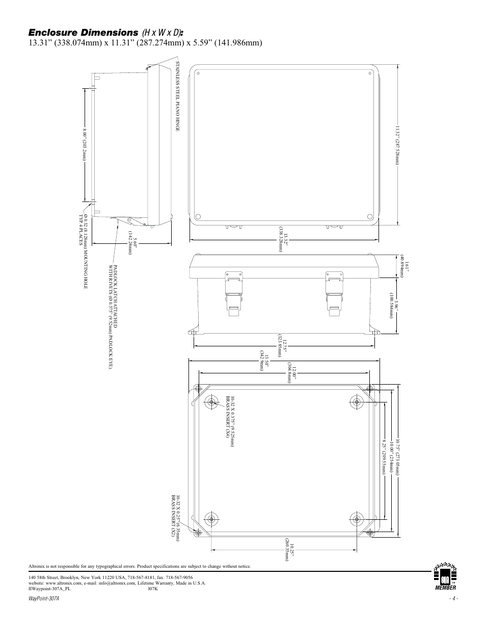 Altronix WayPoint-307A Installation Instructions User Manual | Page 4 / 4