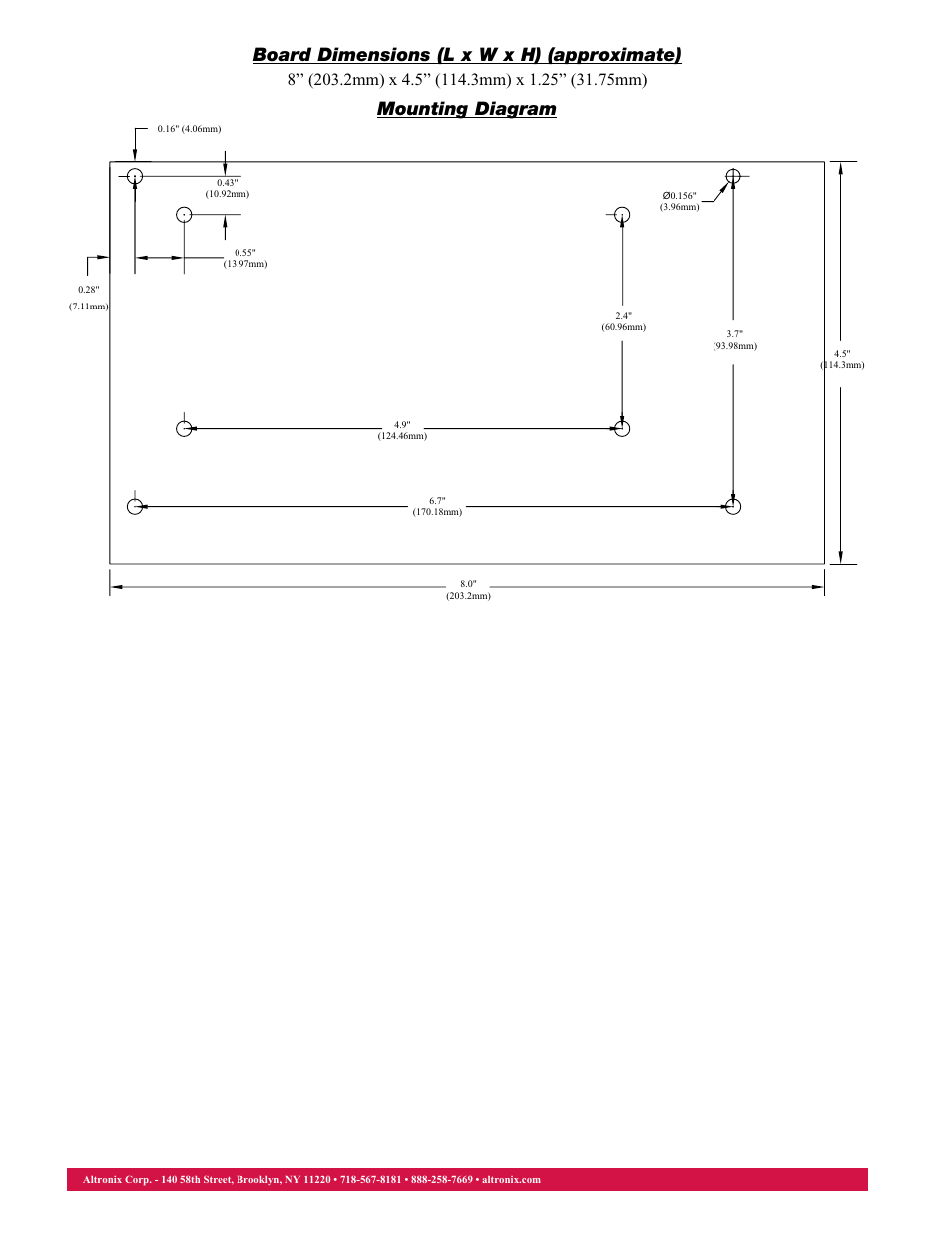Mounting diagram | Altronix ACM8CB Data Sheet User Manual | Page 2 / 2