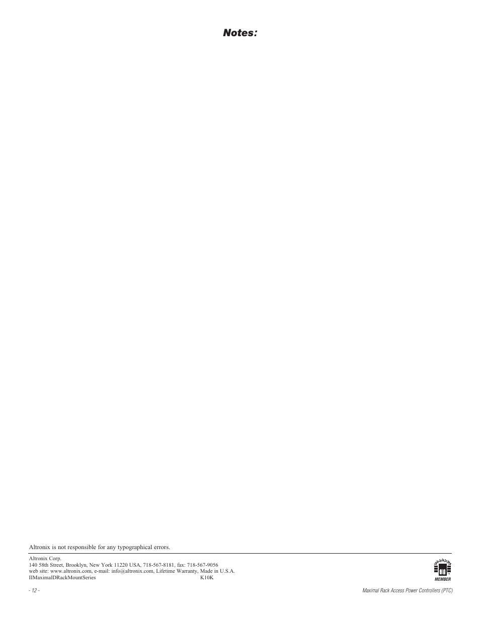 Altronix Maximal33RD Installation Instructions User Manual | Page 12 / 12