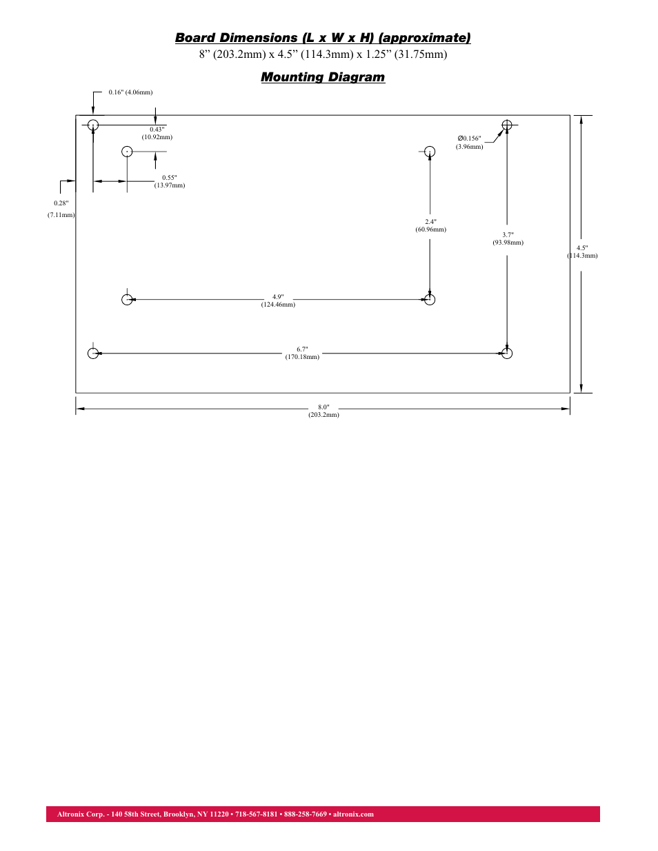 Mounting diagram | Altronix ACM8 Data Sheet User Manual | Page 2 / 2