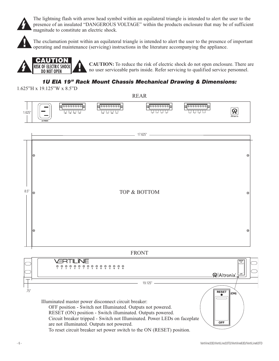Top & bottom rear front | Altronix VertiLine63TD Installation Instructions User Manual | Page 6 / 8
