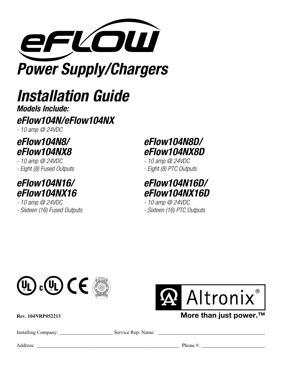 Altronix eFlow104NX16D Installation Instructions User Manual | 16 pages