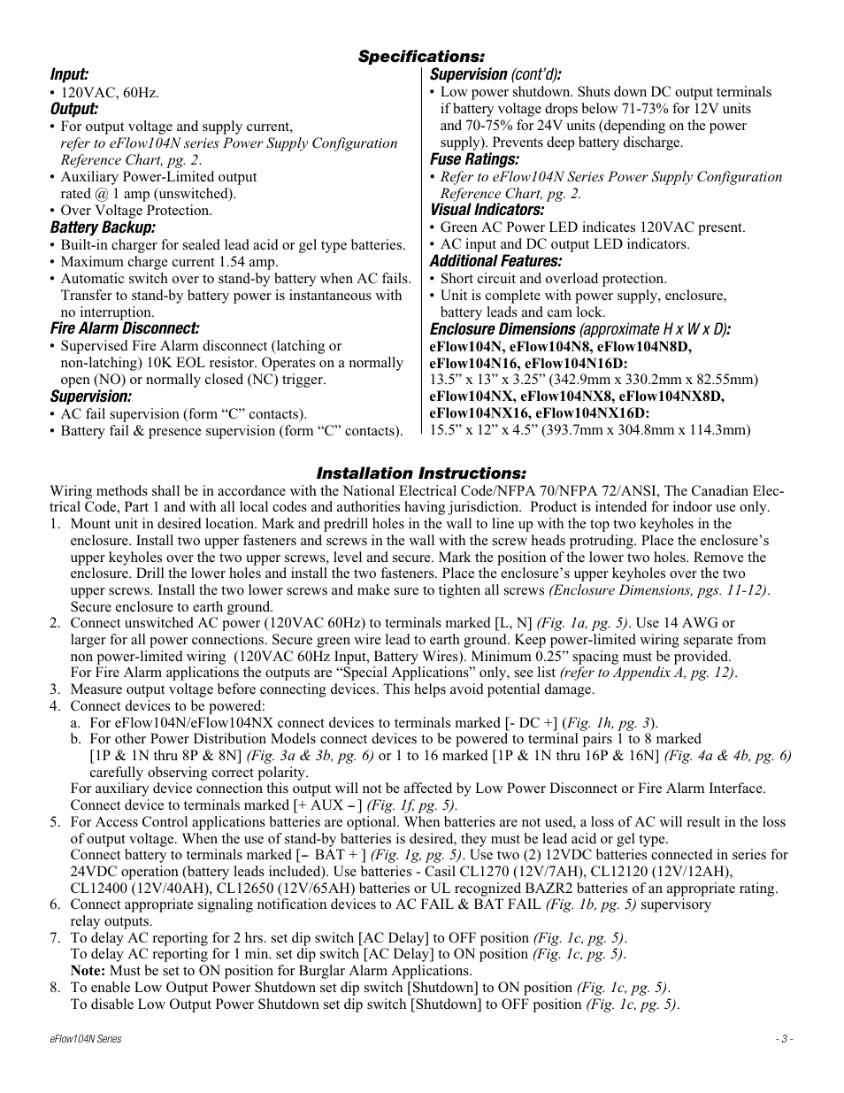 Altronix eFlow104NX16D Installation Instructions User Manual | Page 3 / 16