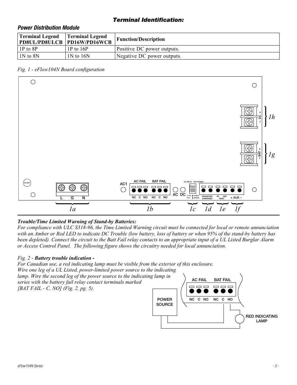 Terminal identification: power distribution module | Altronix eFlow104NX16D Installation Instructions User Manual | Page 5 / 16