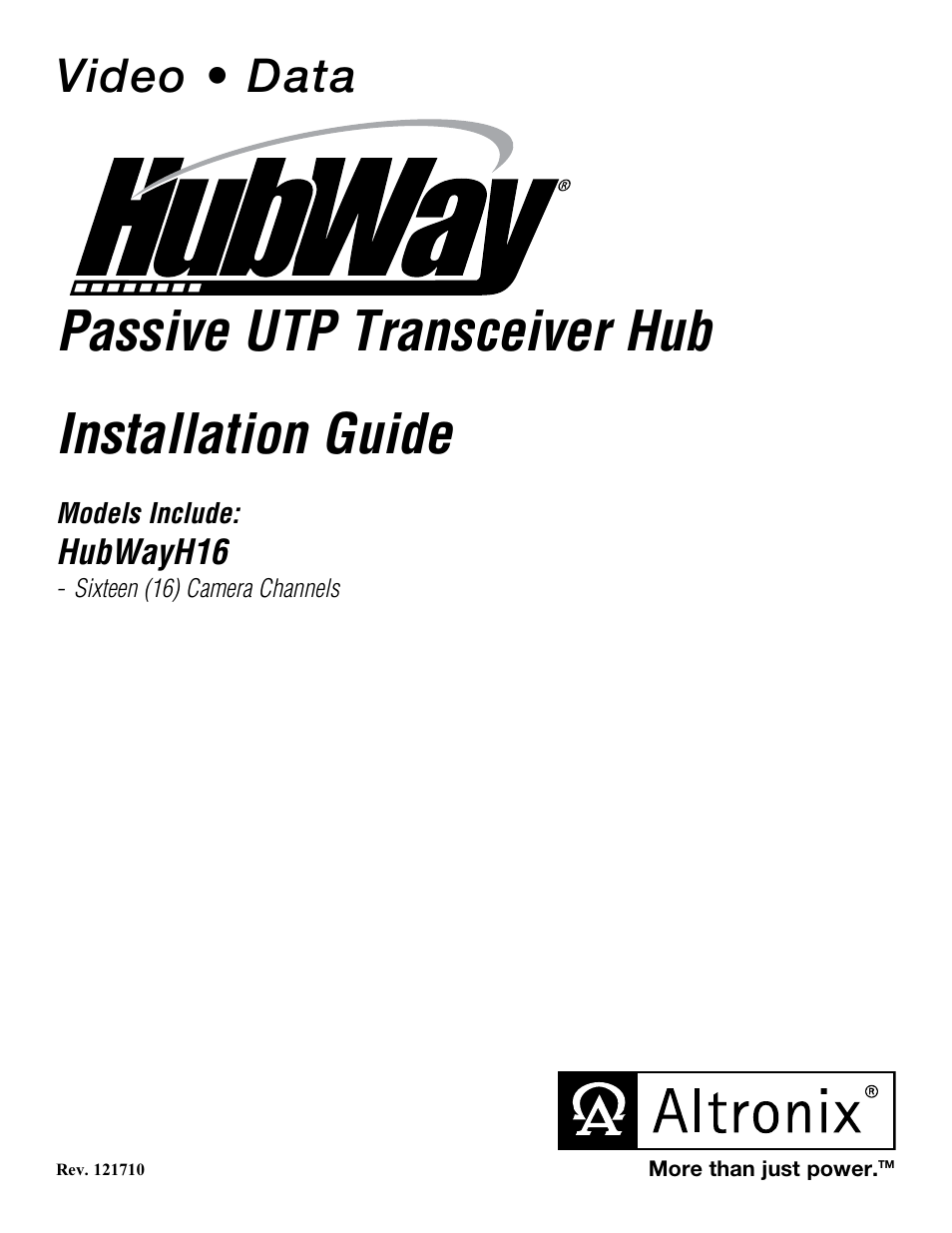 Altronix HubWay H16 Installation Instructions User Manual | 8 pages
