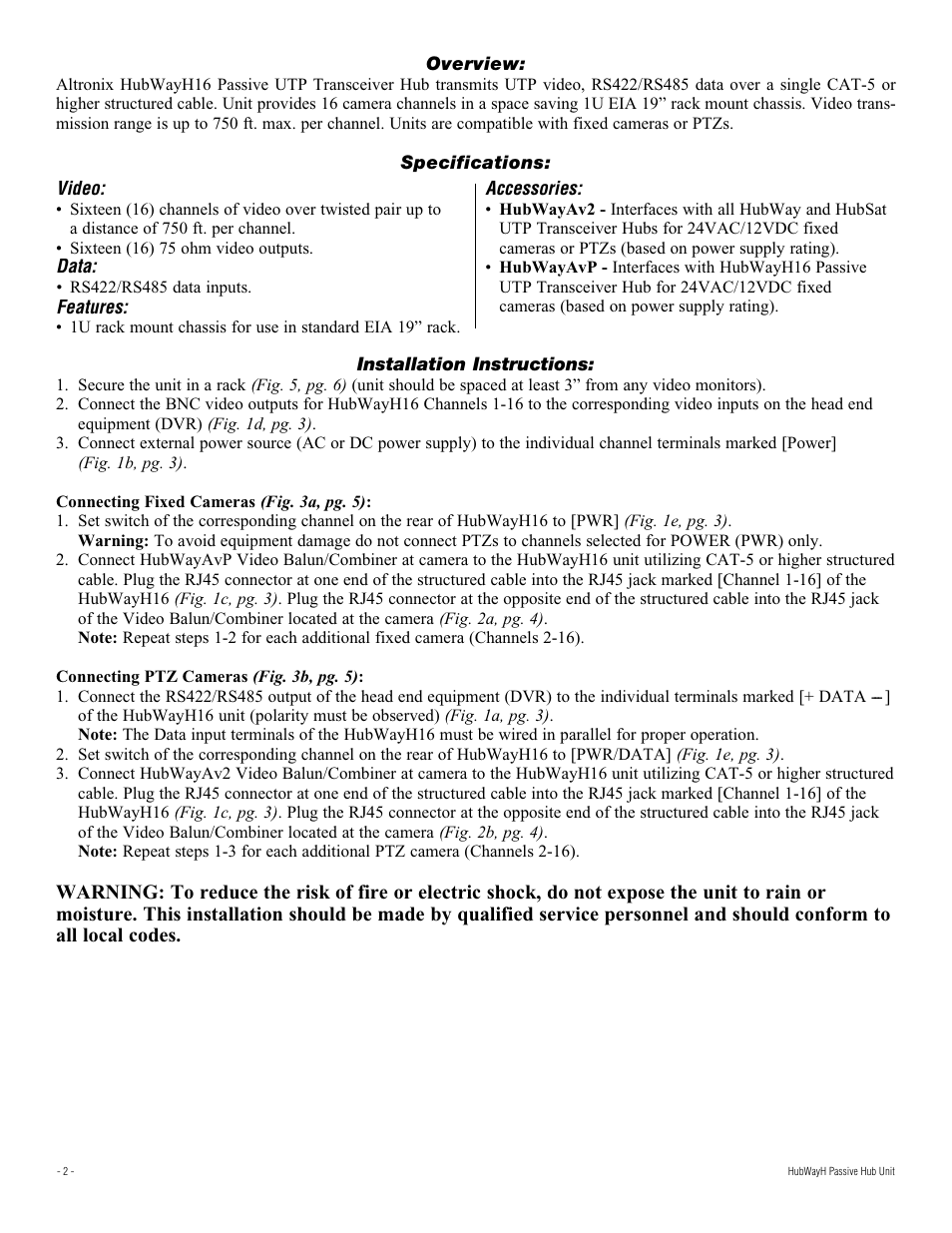 Altronix HubWay H16 Installation Instructions User Manual | Page 2 / 8