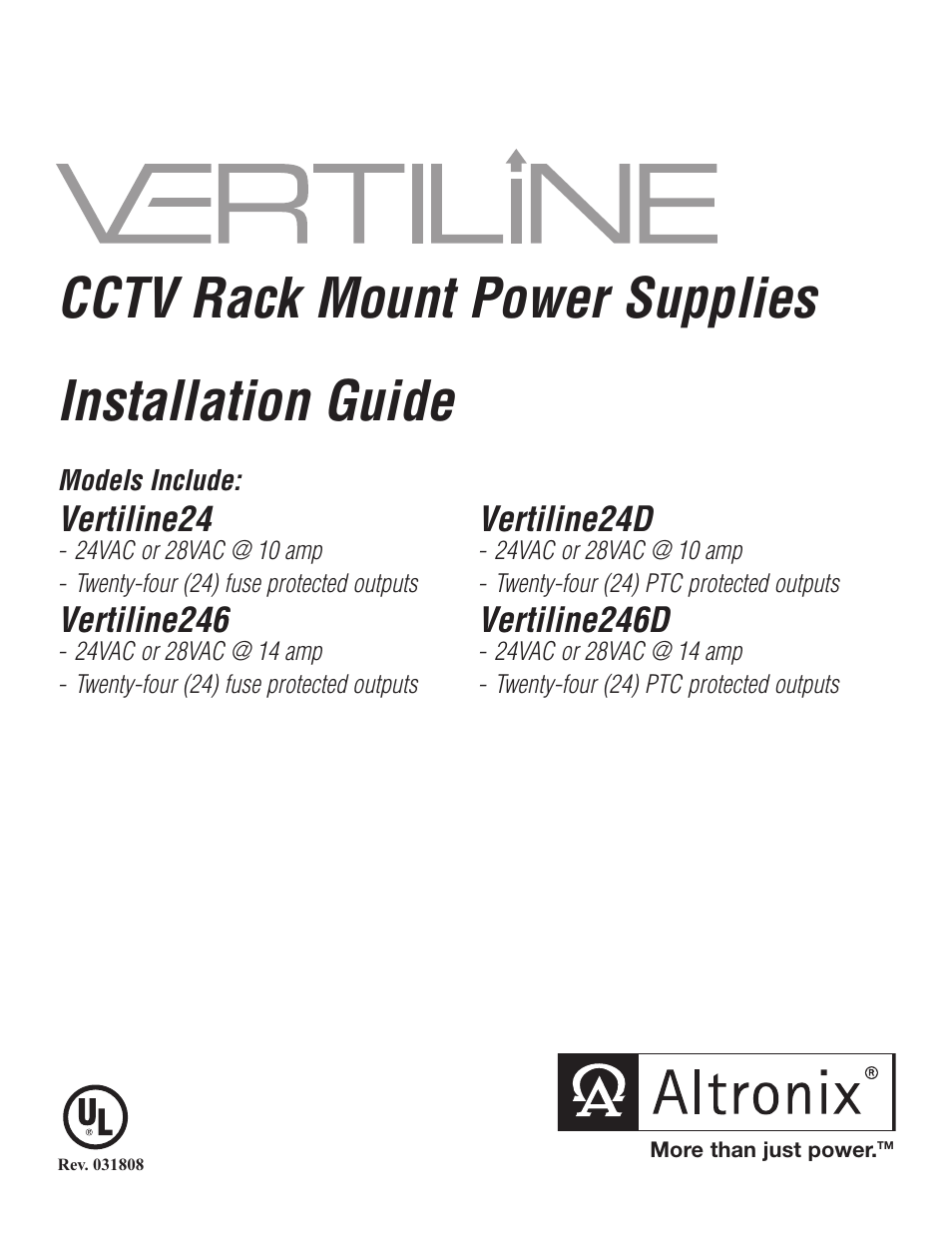 Altronix VertiLine24D Installation Instructions User Manual | 8 pages