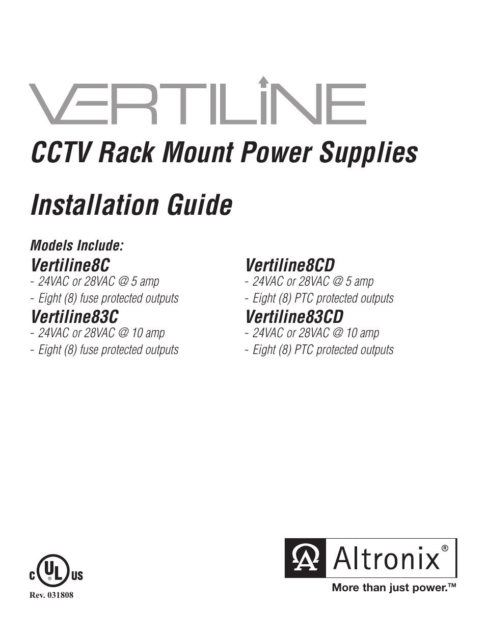 Altronix VertiLine8CD Installation Instructions User Manual | 8 pages
