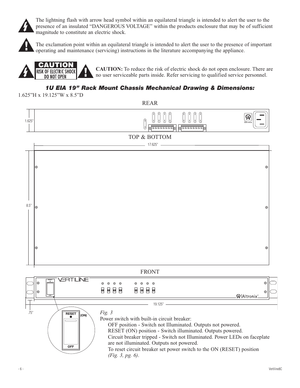 Top & bottom rear front | Altronix VertiLine8CD Installation Instructions User Manual | Page 6 / 8