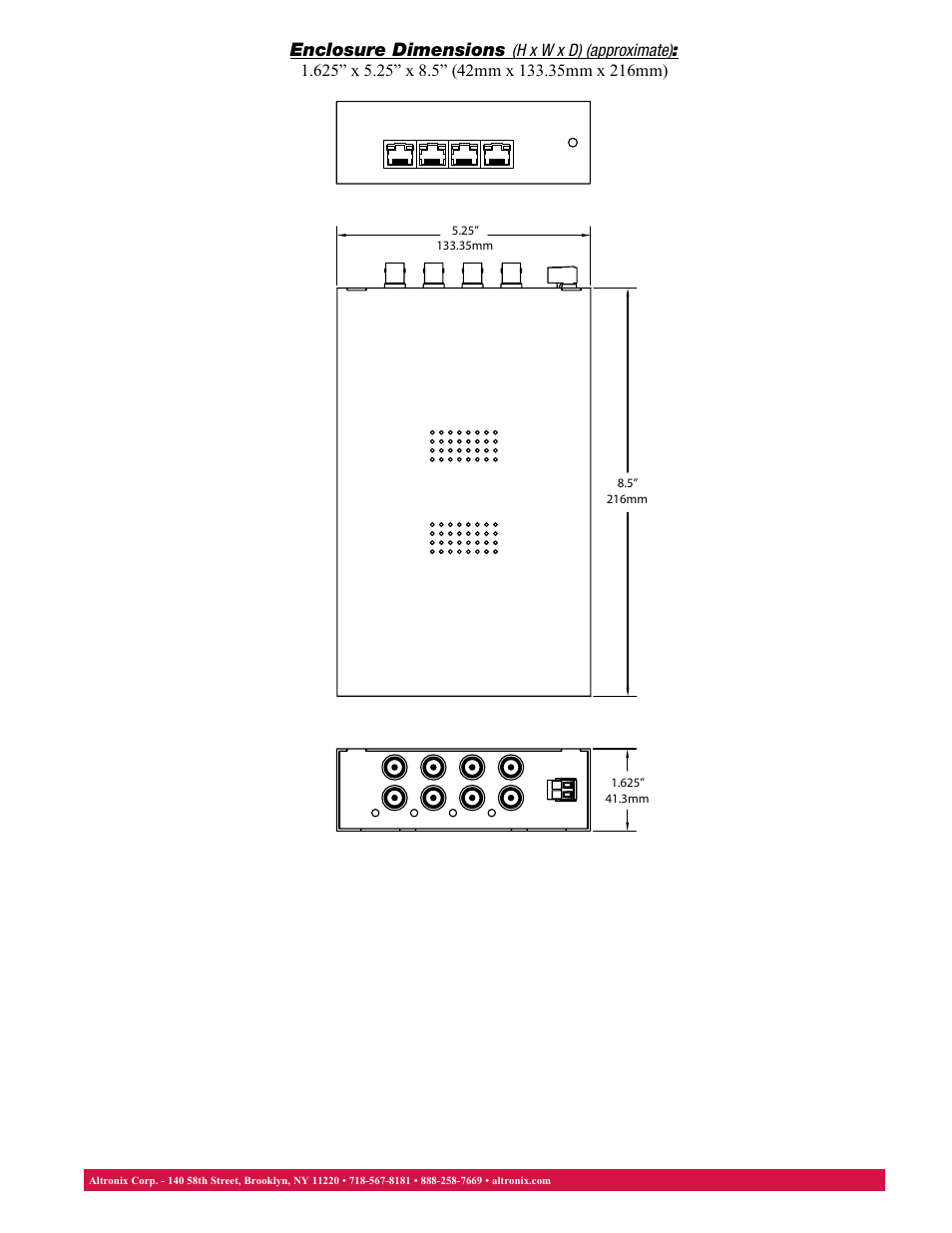Enclosure dimensions | Altronix eBridge4CR Data Sheet User Manual | Page 3 / 3