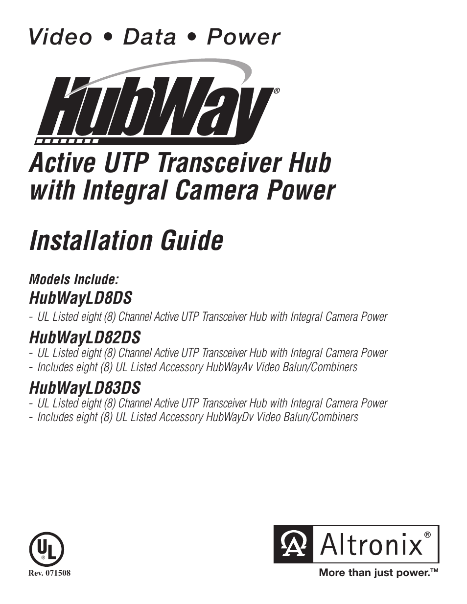 Altronix HubWay LD8DS Installation Instructions User Manual | 8 pages