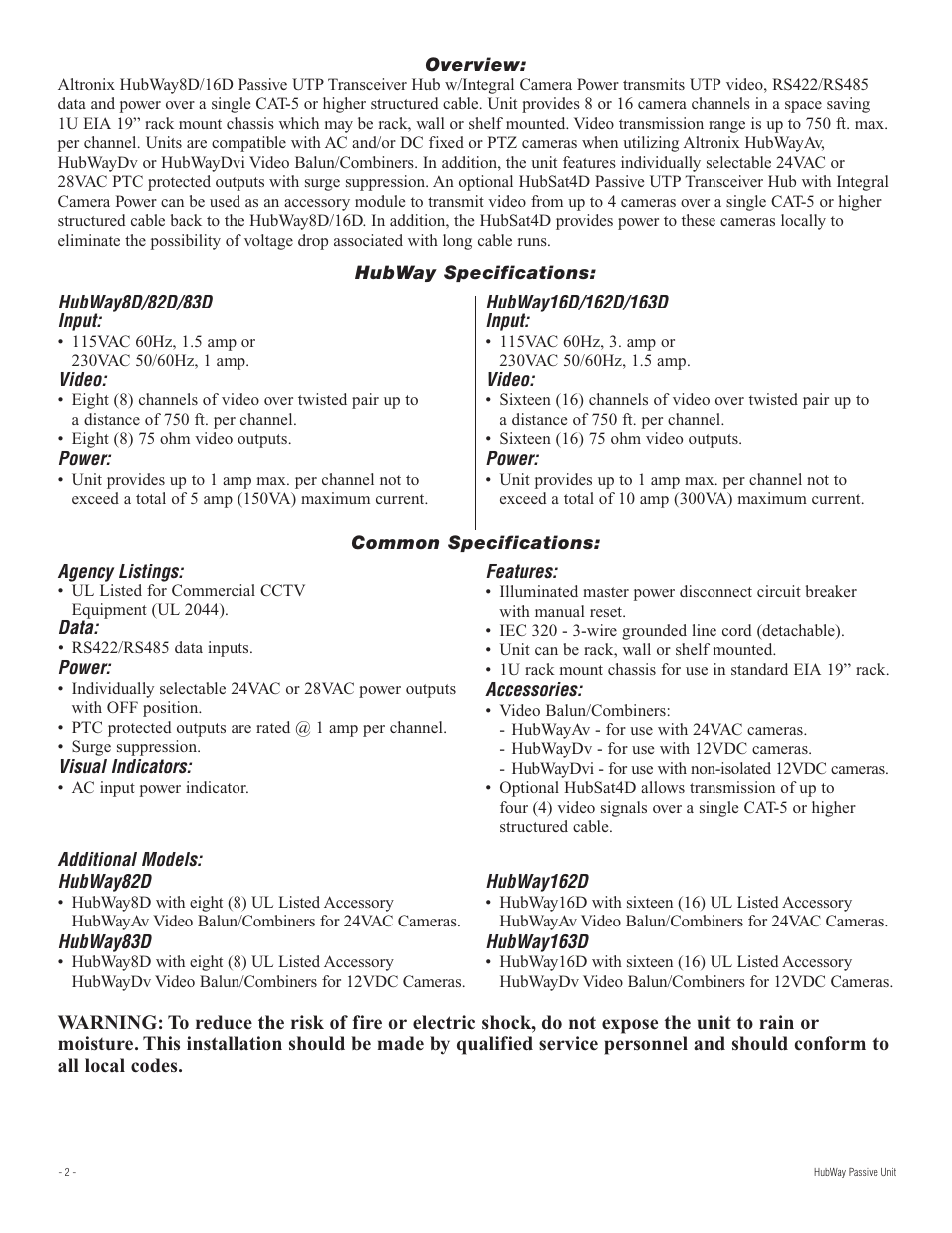 Altronix HubWay 8D Installation Instructions User Manual | Page 2 / 8