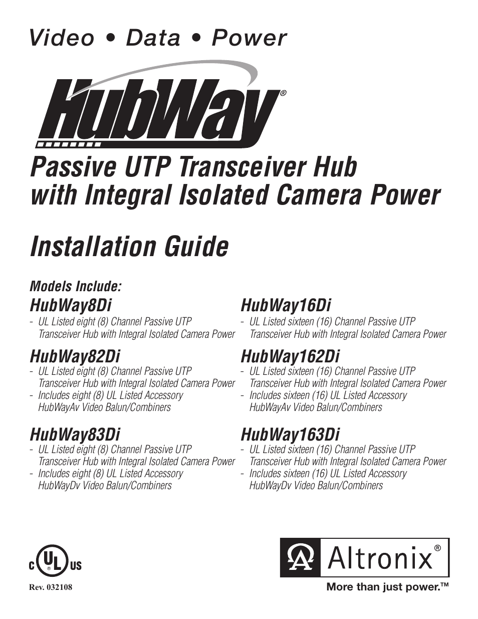 Altronix HubWay 8Di Installation Instructions User Manual | 8 pages