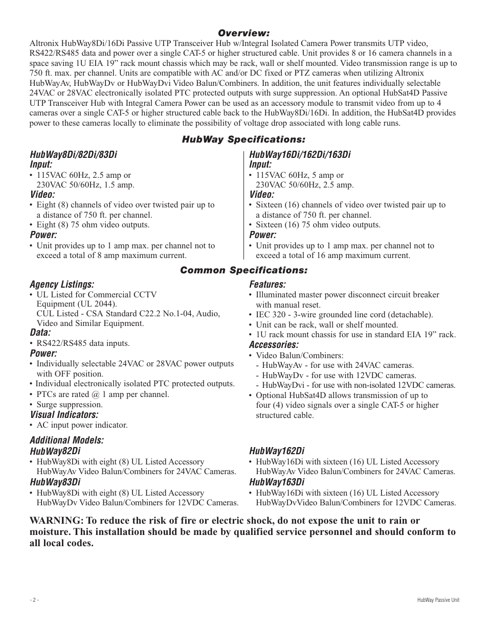 Altronix HubWay 8Di Installation Instructions User Manual | Page 2 / 8