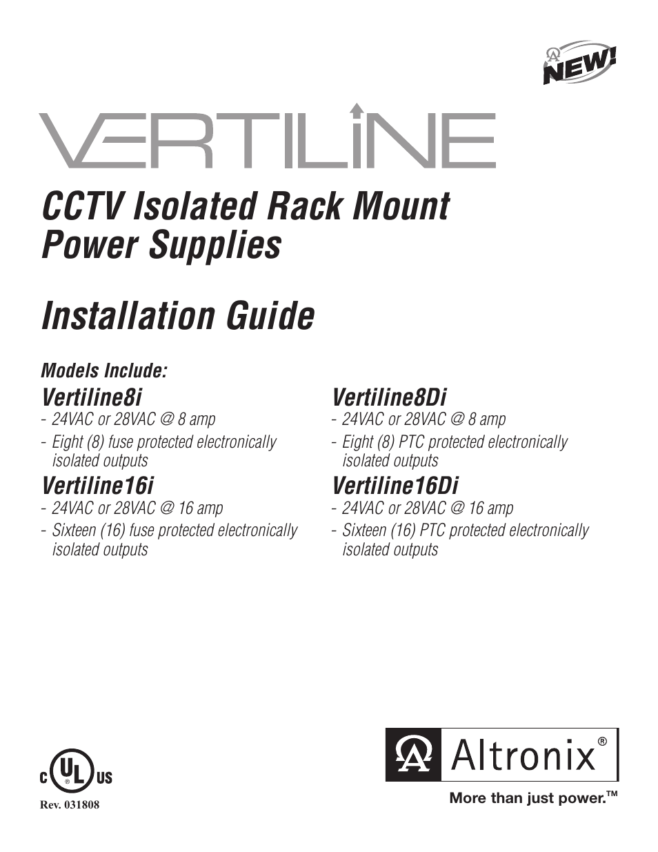 Altronix VertiLine8i Installation Instructions User Manual | 8 pages