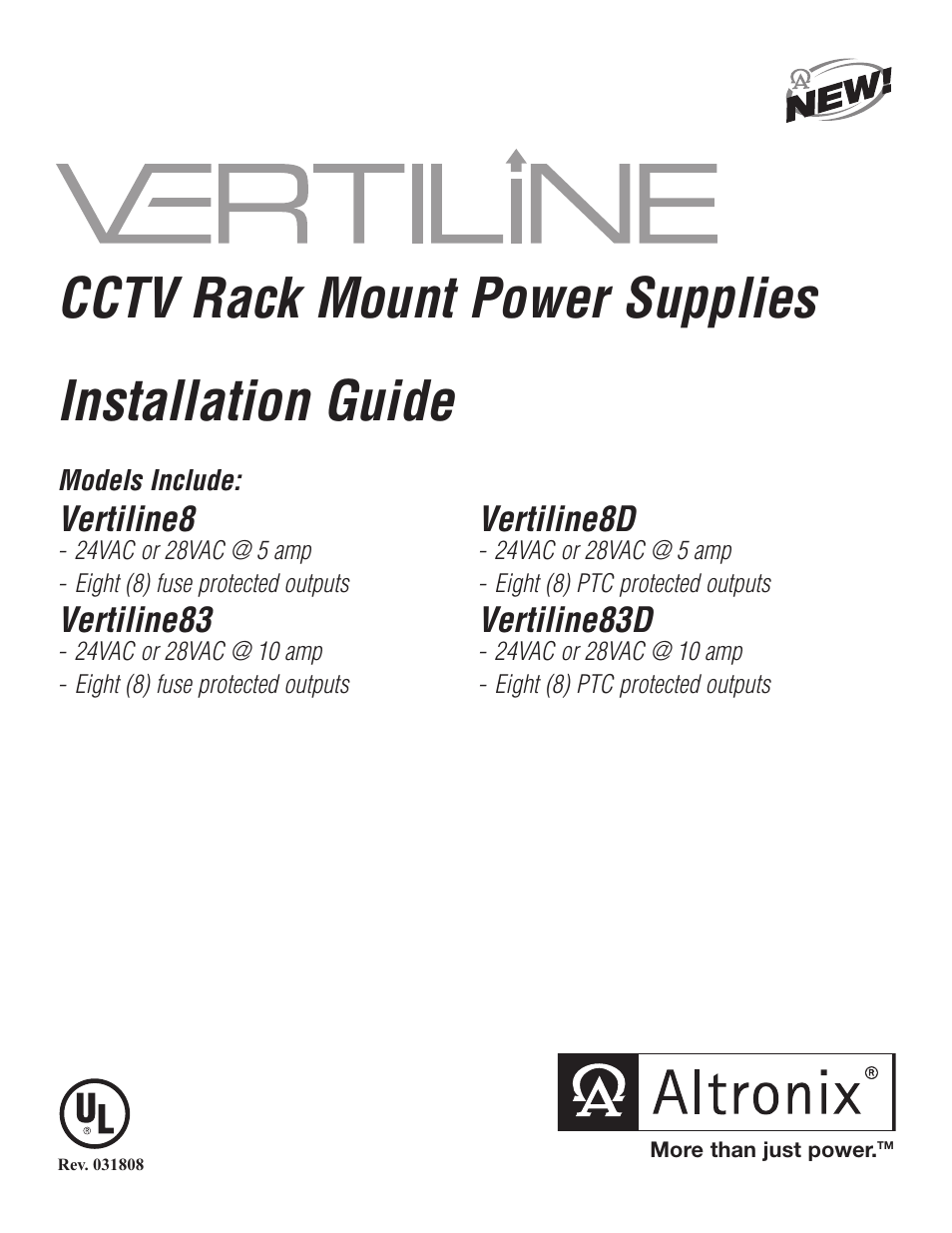 Altronix VertiLine8D Installation Instructions User Manual | 8 pages