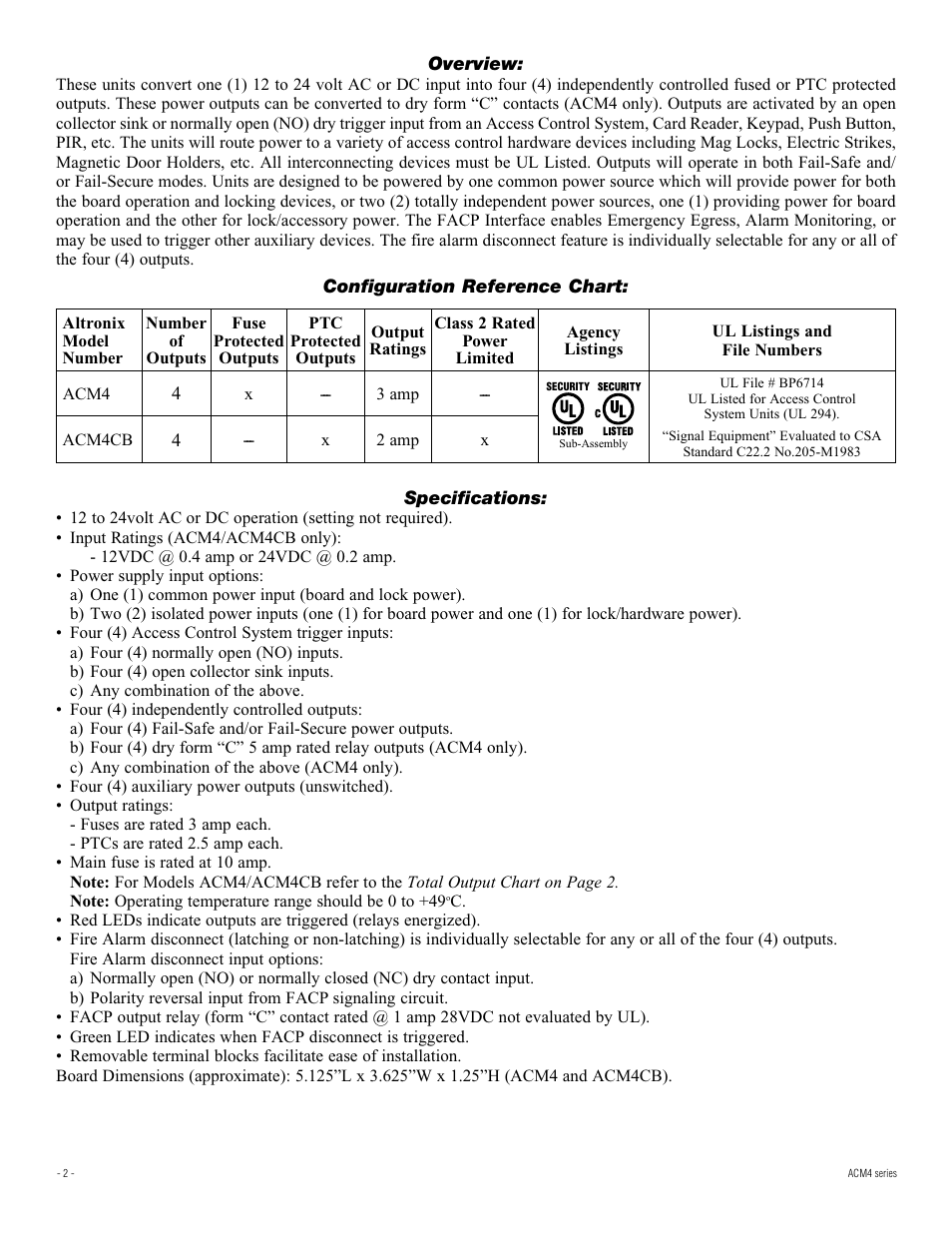Altronix ACM4CB Installation Instructions User Manual | Page 2 / 8