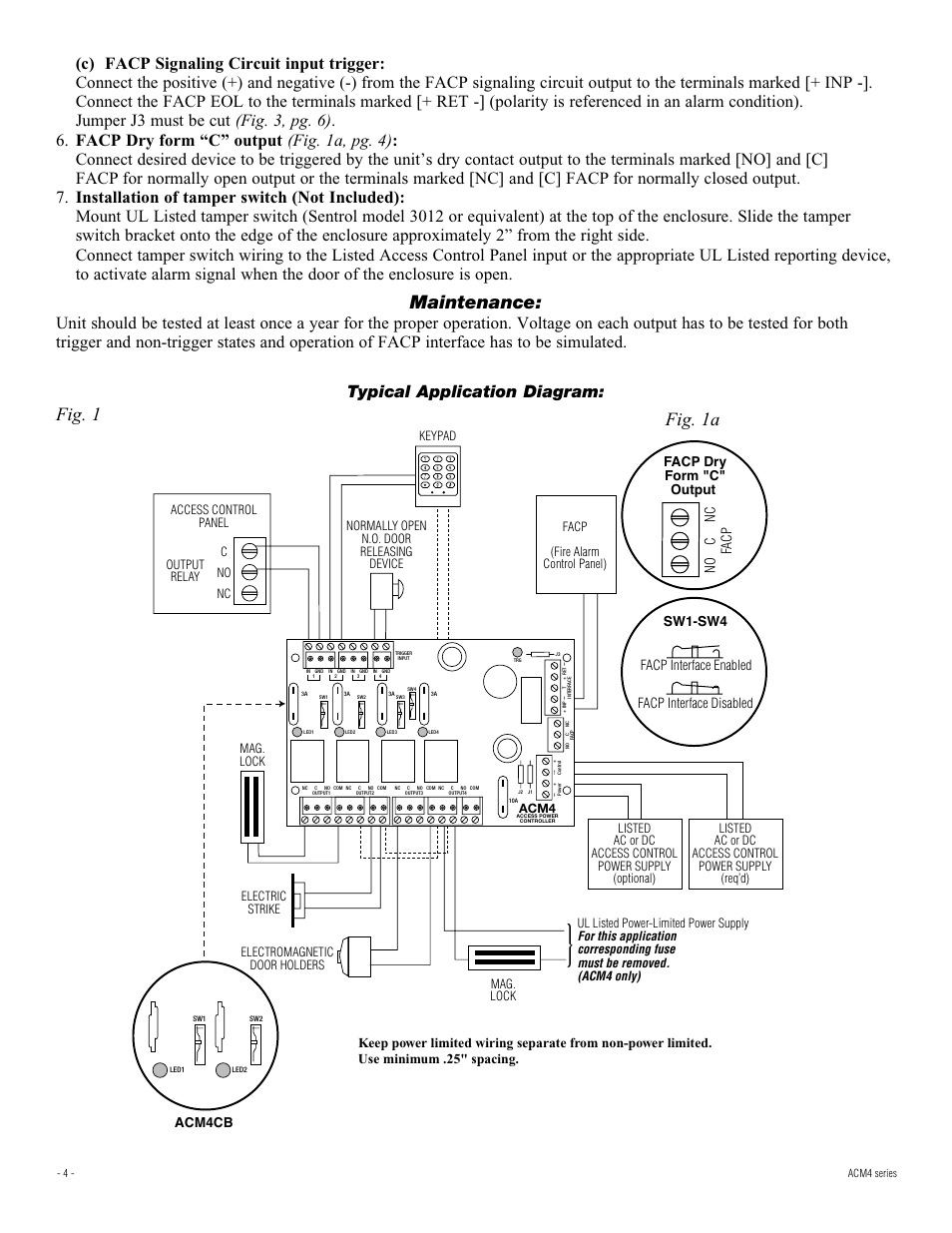 Maintenance, Fig. 1a fig. 1 | Altronix ACM4CB Installation Instructions User Manual | Page 4 / 8