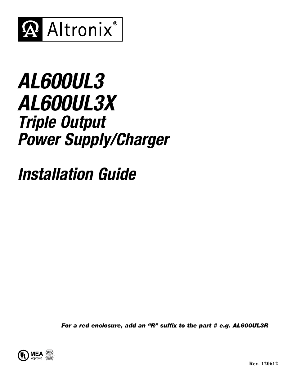 Altronix AL600UL3 Installation Instructions User Manual | 8 pages