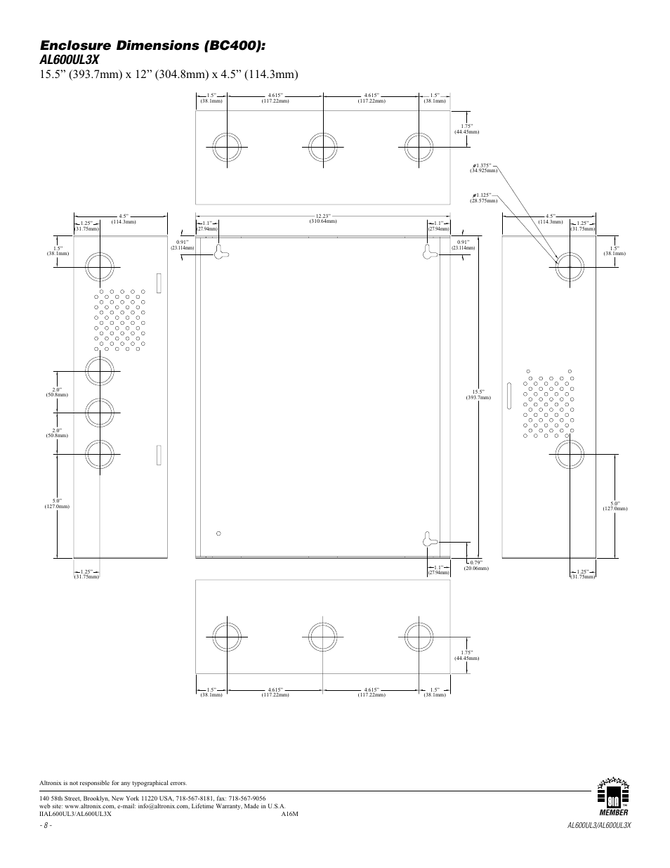 Altronix AL600UL3 Installation Instructions User Manual | Page 8 / 8