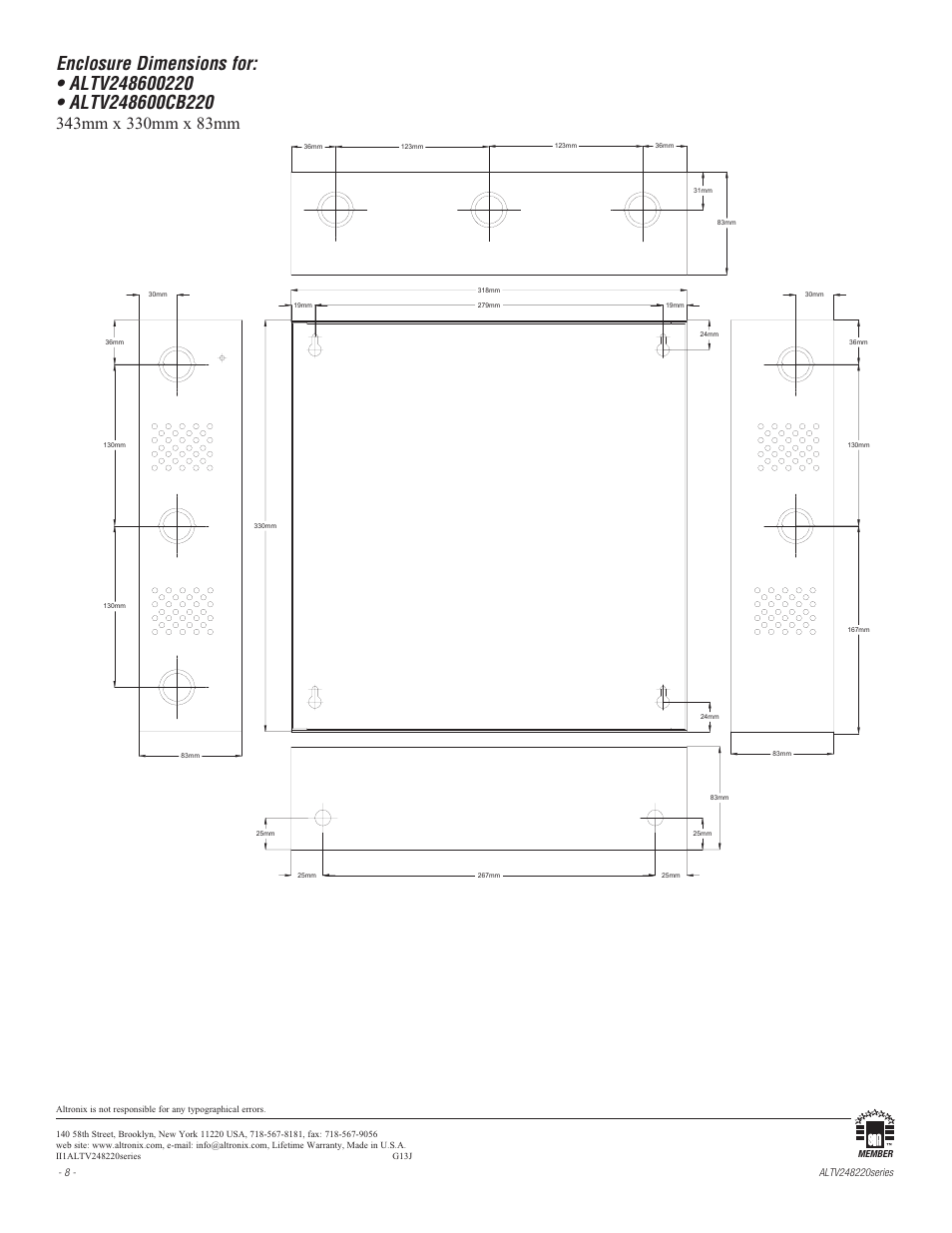 Altronix ALTV248220 Series Installation Instructions User Manual | Page 8 / 8