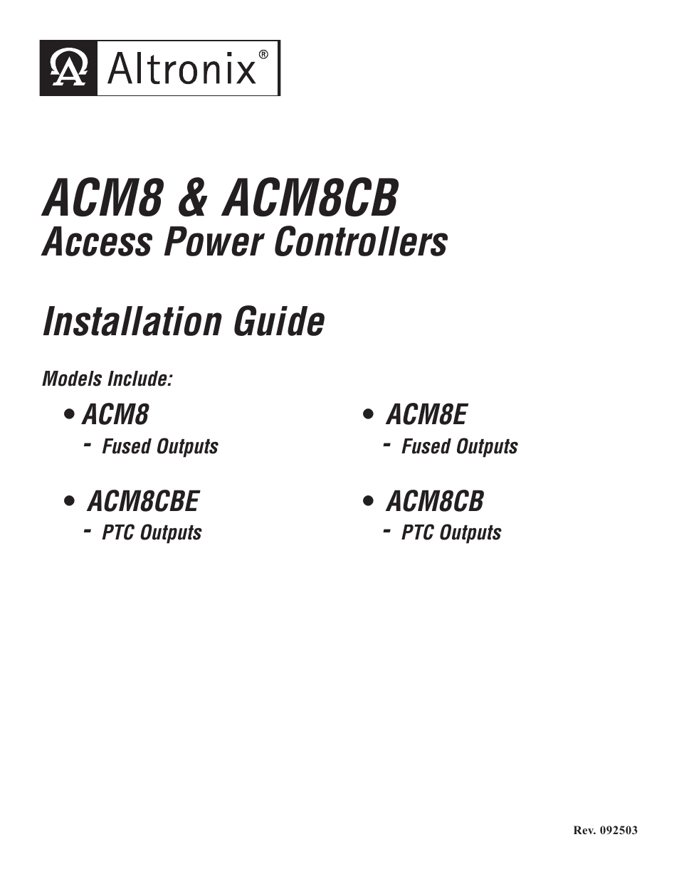 Altronix ACM8E Installation Instructions User Manual | 8 pages