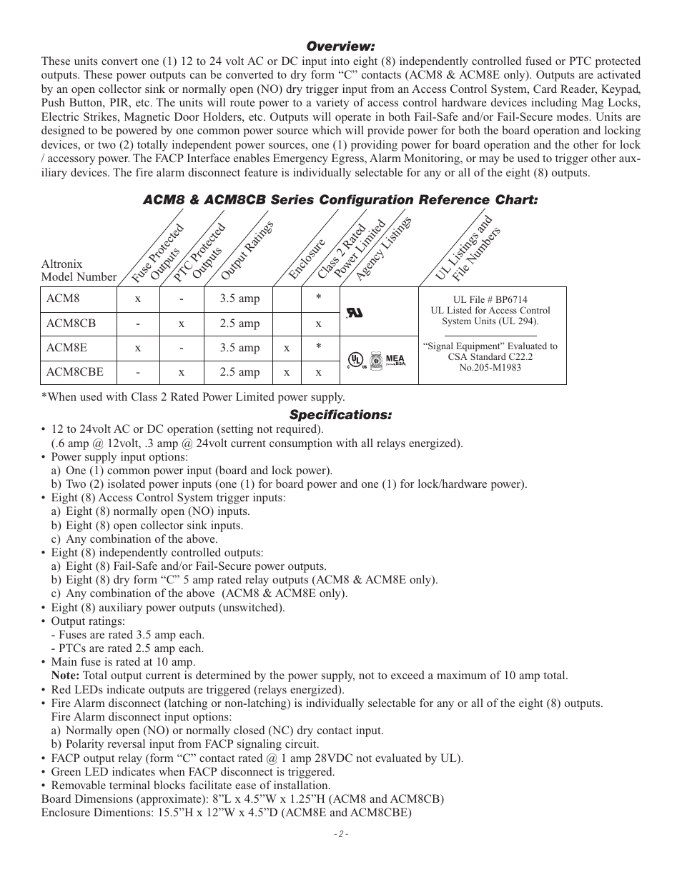 Altronix ACM8E Installation Instructions User Manual | Page 2 / 8