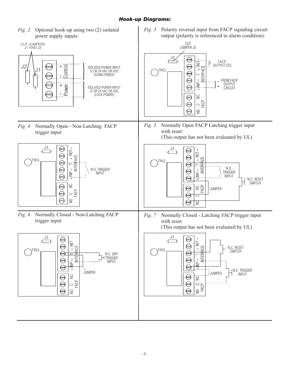 J2 j1, Hook-up diagrams | Altronix ACM8E Installation Instructions User Manual | Page 6 / 8
