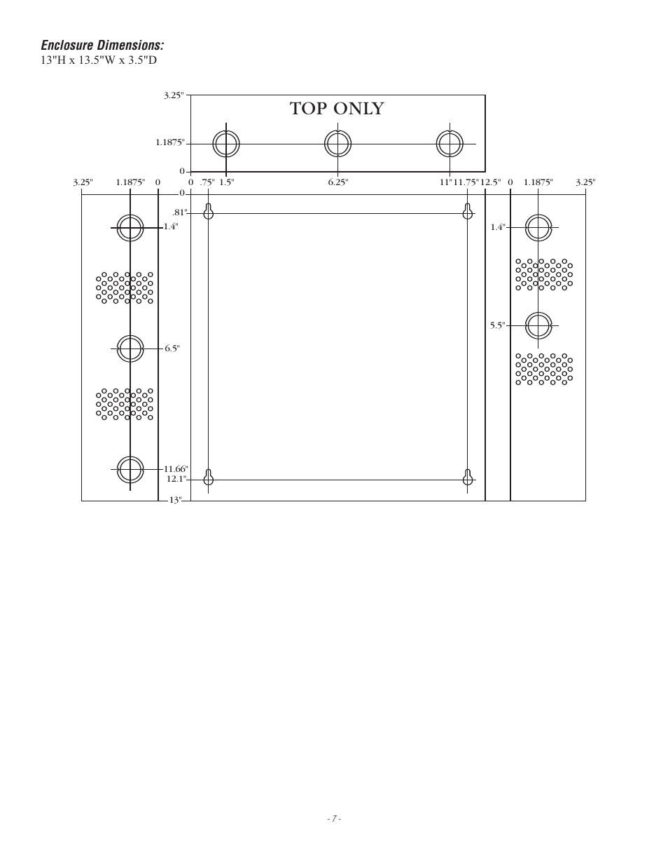 Top only, Enclosure dimensions | Altronix ALTV2432CB Installation Instructions User Manual | Page 7 / 8