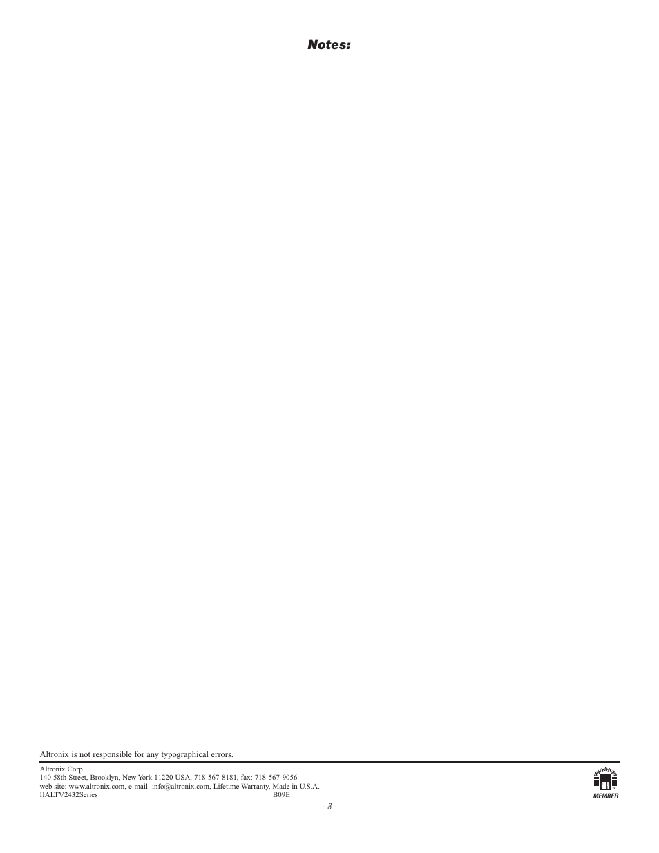 Altronix ALTV2432CB Installation Instructions User Manual | Page 8 / 8