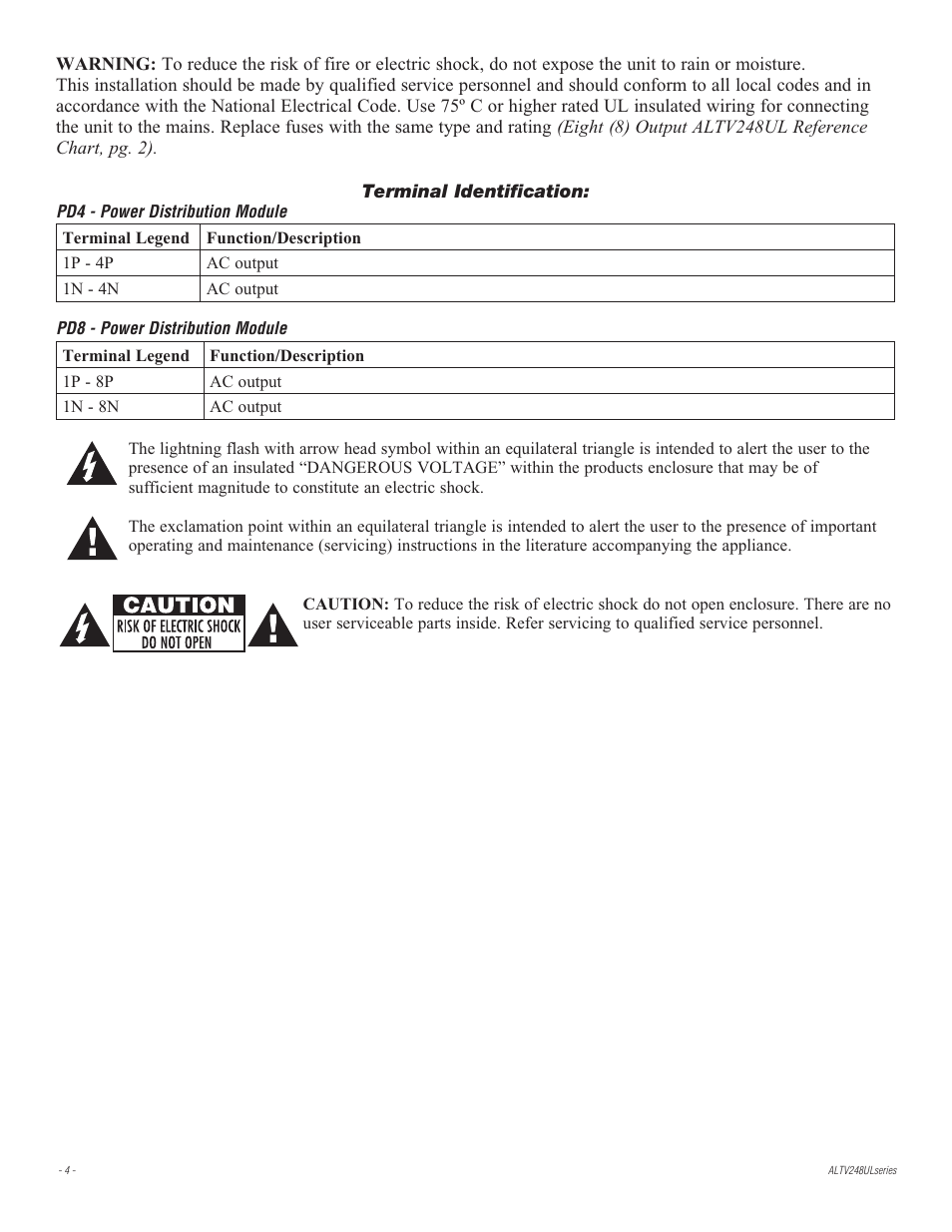 Altronix ALTV248UL Series Installation Instructions User Manual | Page 4 / 12